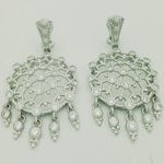 Judith Ripka  925 Sterling Silver CZ Diamonique Dangle Drop Earrings Signed Photo 0
