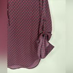 Daniel Rainn  Size Medium Womens Blouse Shirt Top Sheer Geometric Print Red Blue‎ Photo 3