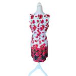 CHAPS Floral Sheath Dress Cotton Sleeveless Midi Red Black White Womens 14 Photo 3
