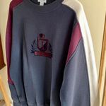 IZOD Vintage Golf Embroidered Striped Crewneck Sweatshirt in Navy/Burgundy/White Photo 5