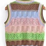 ZARA Multicolor Crochet Knit Cropped Sweater Vest Top S,M Photo 14