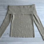 Club Monaco  Italian Yarn Tan & Metallic Off the Shoulder Sweater XS Photo 0