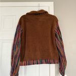 Southern Grace Bohemian Colorful Print Sleeve Brown Sherpa Lightweight Jacket Photo 9