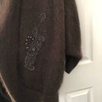 Eddie Wassin Vintage Brown Angora Blend Open Cocoon Fuzzy Cardigan Beaded Small Photo 2