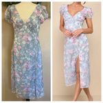 Lulus NWOT  Elegant Personality Slate Blue Floral Burnout Midi Dress Photo 1
