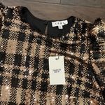 THML New With tags  Plaid Sequin Puff Sleeve Top Sz M Photo 4