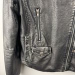 Skies Are Blue  Vegan Leather Moto‎ Biker Jacket Sz M Black Asymmetrical Zipper Photo 5