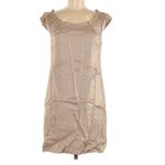 Chaiken Gold Ruffled Sheath Mini Dress Cap Sleeve Womens 6 Quiet Luxury Classic Photo 2