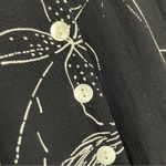 Vintage Floral Dress Rayon Black Leafy Momcore Short Sleeves Back Waist Tie 00s Size 14 Photo 8