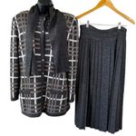 Vintage 80’s Bellino Paris knitted wool blend cardigan & pleated skirt set Gray Size 12 Photo 1