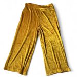 Anthropologie Gold Velvet Wide Leg Crop Pants Cropped Palazzo Lounge Casual Comfortable Photo 1