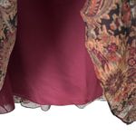 Coldwater Creek  Y2K Silk Paisley Ruffle Midi Skirt Brown Boho Peasant Gypsy PL Photo 5