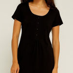Gap  Black Short‎ Sleeve Button Neck Pintuck T-Shirt Dress Size 10 Photo 0