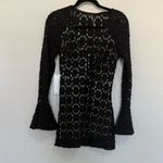 Free People  Back to Black Crochet Lace Bell Sleeve Mini Dress Black Size 2 Photo 4