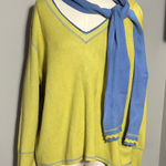 Sigrid Olsen NEW 2X Color Me In Lime Green Sweater with Scarf Silk Blend NWT Photo 0
