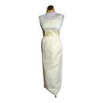 Vtg 1960s Butter Yellow Flocked Swiss Dot Bow Back Prom Sheath Dress Sz 6 7 Photo 1