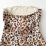 Aerie [] Leopard Print Knot Tie Front Cutout Strapless One Piece Swimsuit Large L Photo 4