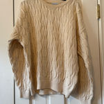 Vintage Andean Imports Cream Cable Knit Pima Cotton Sweater Size Large White Photo 0