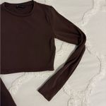 ZARA  Chocolate Brown Long Sleeve Crop Top Photo 2