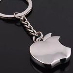 Apple Logo Metal Keychain Silvertone Silver Photo 0