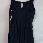 Aqua Green Women's Standard Keyhole Blouson Romper, Black Swim Romper size M Photo 2