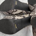 Bamboo  Black and Gray Snakeskin Heeled Platform Boots Photo 4