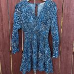 Mango  MNG Long Sleeve Print Skater Dress Blue Size 0 Photo 5
