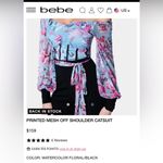 Bebe NWT PRINTED MESH OFF SHOULDER CATSUIT jumpsuit Photo 4