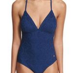Southern Tide Summerset Mesh Crochet One Piece Swimsuit in Yacht Blue Size XS Photo 0