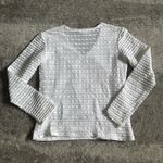 Rayure Paris Top Womens 3 Textured White Shirt Stretch V Neck France Size M Photo 6