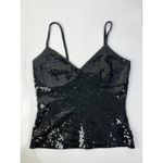 Saks 5th Avenue Saks Fifth Ave Glam Black Silk Sequin Camisole Top Spaghetti Strap Party Evening Photo 3