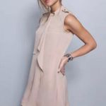 A.L.C. Bisque Beige 100% Silk Band Collar Sleeveless Mini Dress Photo 0