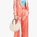 STAUD Bruco High Rise Pleated Wide Leg Trouser Pants Coral Sateen Womens 0 Photo 1