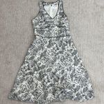Ann Taylor VTG LOFT Paris toile Black and White France Print A-Line Midi Dress Vintage Photo 0