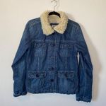 Abercrombie & Fitch Denim Trucker Jacket with Faux Fur Collar Size Large Photo 0