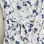 Rebecca Taylor Sleeveless Floral Print Bow Mini Dress Blue White Women's US 2 Photo 6