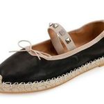 Valentino Garavani Black rockstud leather ballerina flat espadrilles Size 39 Photo 0