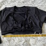 Good American New Sexy Boost 3/4 Sleeve Tie Front Bikini Top black size Small Photo 5