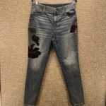 Chico's  Velvet Floral Jeans Blue‎ 10R Or 1.5 Photo 2