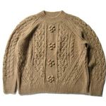 J.Crew NWT Cable-knit Pointelle Sweater in Saddle Popcorn Flowers Pullover L Photo 0