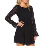 BCBGeneration  Ruffle Sleeve Gingham Black Long Sleeve Babydoll Mini Dress Medium Photo 2