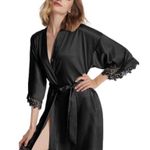 BLACK LACE TRIM DAINTY ROBE size XXL kimono bride bridesmaid NWT Photo 0