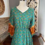 Bohemian Floral Maxi Dress in Green and Orange Size XS Photo 2