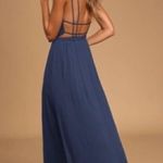 Lulus Lost In Paradise Navy Blue Strappy Maxi Formal Dress S Photo 0