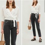 Maje MWT  Plumeti Cropped White Wrap Ruffle V-neck Wrap Blouse Size 2 NEW Photo 1