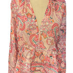 Venus Women's Collared V Neck Long Sleeve Peplum Button Sleeve Blouse Size 12 Photo 0