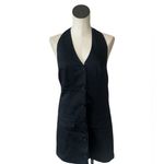 Abercrombie & Fitch NWOT  Black Button Mara Halter Vest Backless Mini Dress M Photo 5