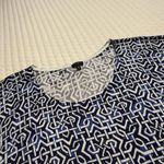 Talbots  3X Cap Sleeve Sweater Knit Top Shirt Blue White Geometric Cotton Blend Photo 6