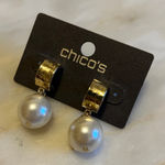 Chico's  Women Gold‎ Tone Faux Pearl Arie Dangle Drop Earring NWT Photo 0