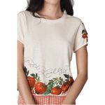 Maeve Anthropologie  Colette Boxy Semi Crop‎ White Tomato Tee Shirt Small Photo 1